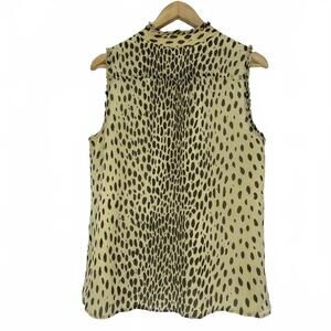 J.Crew 100% Silk Chic Sleeveless Leopard Animal Print Blouse wms sz 12